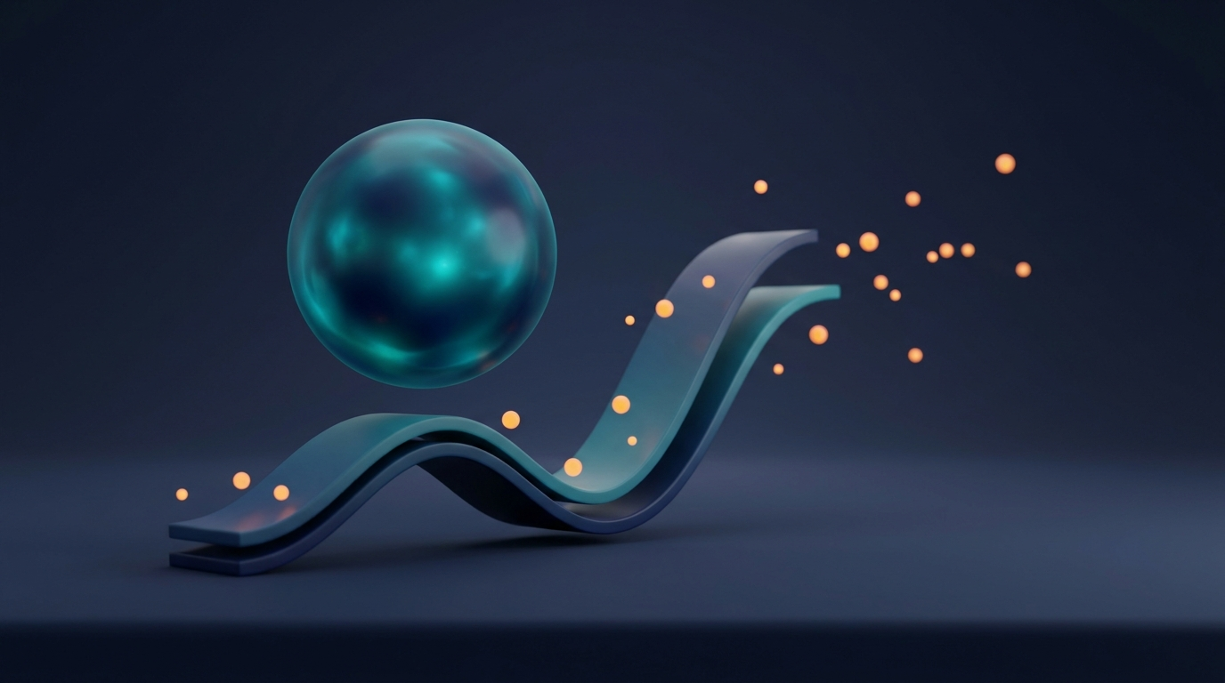 Abstract crystal ball and rising forecast curve, symbol of AI business forecasting
