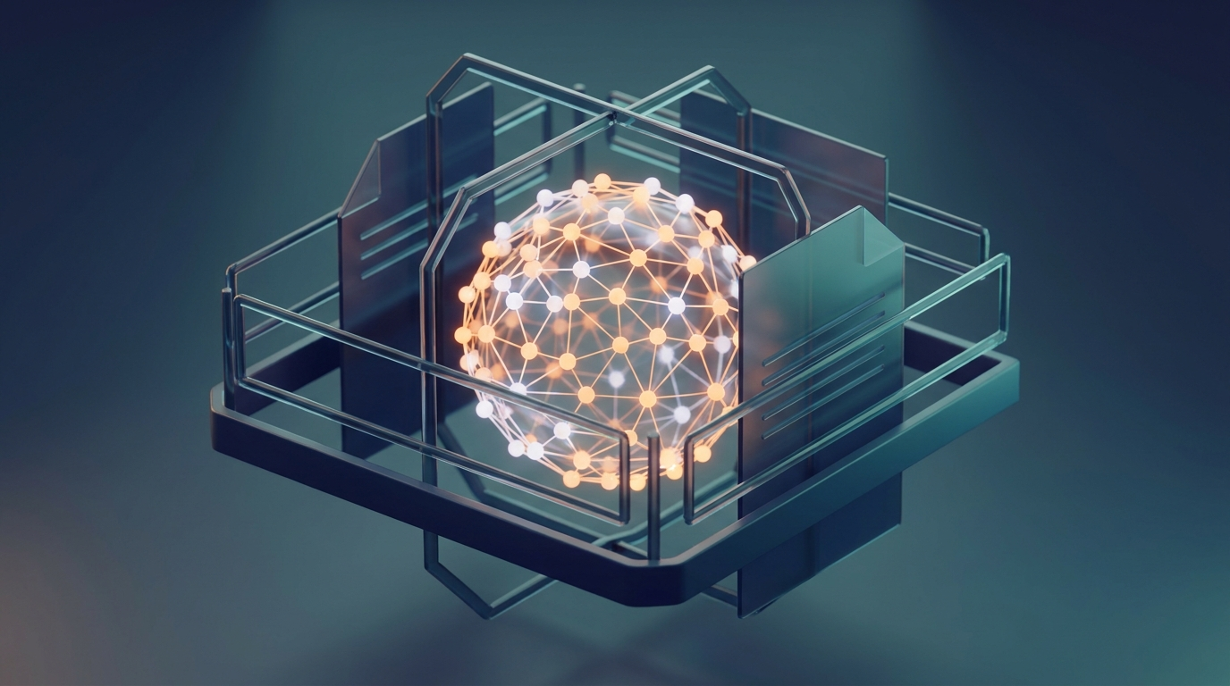 Abstract 3D illustration of AI policy and guidelines at work
