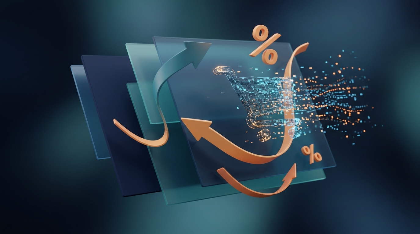 Abstrakt 3D-illustration av momsflöden och e-handel