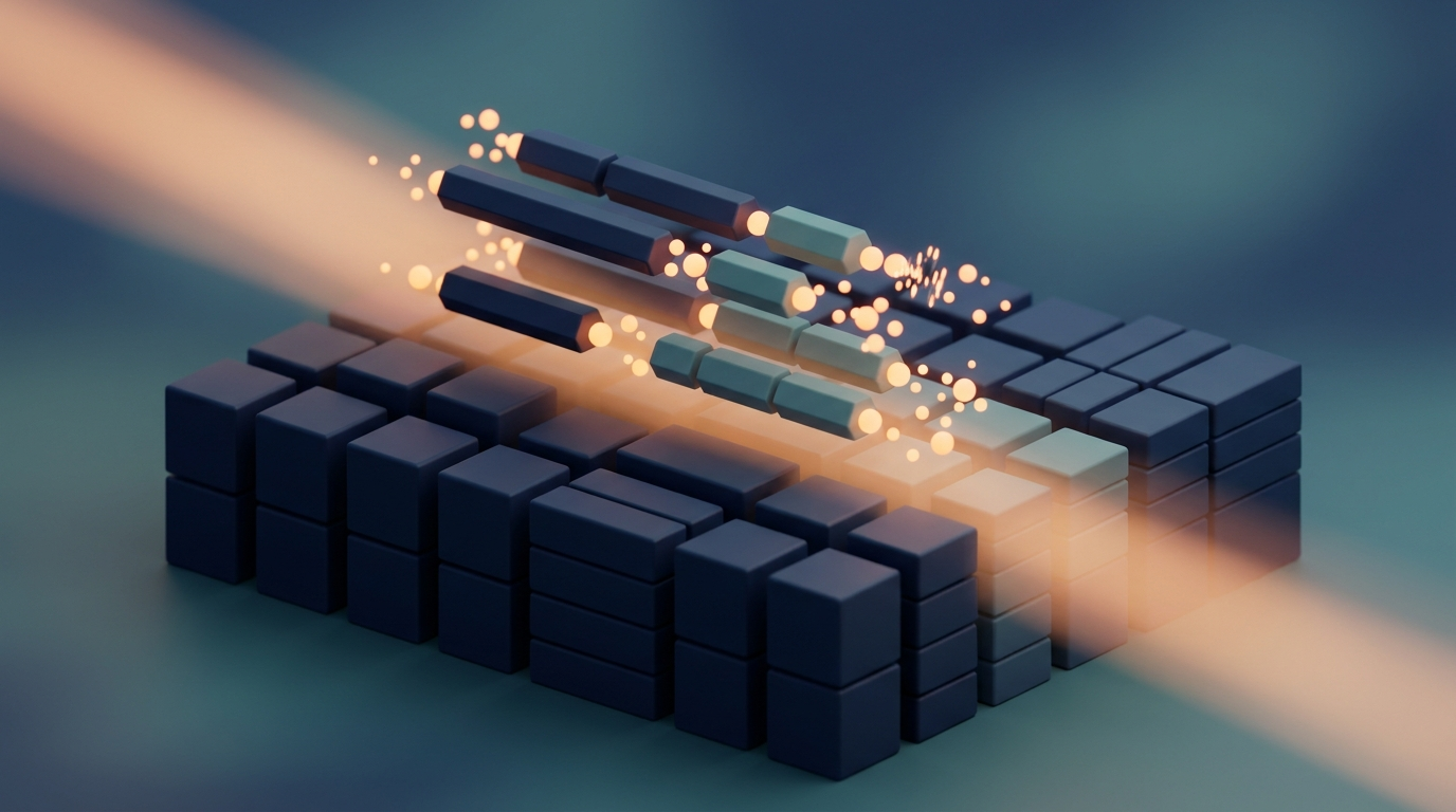 Abstract barcodes scanned over warehouse cubes for correct balance