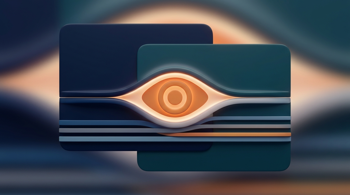Abstrakt 3D-illustration med ljus och mork kontrast, symbol for tillganglig design med fargkontrast och lasbarhet.