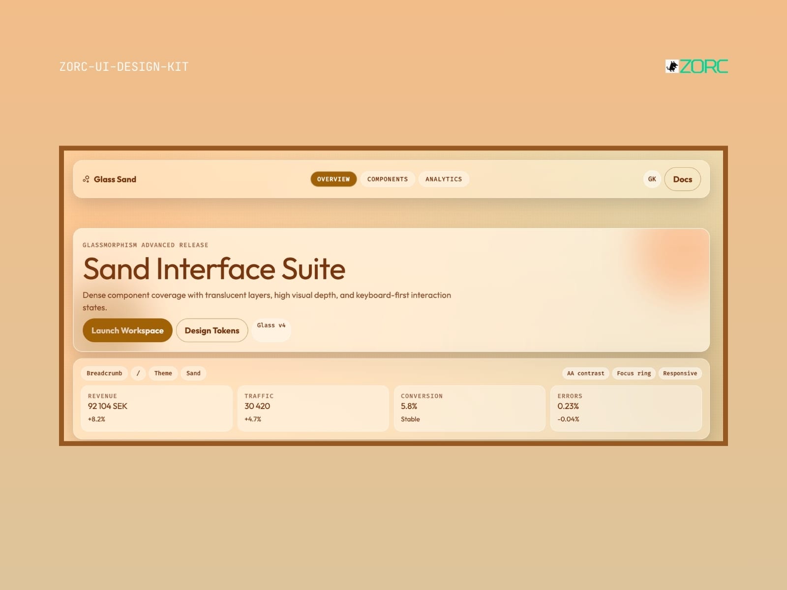 Glass Sand – UI Kit i stilen Glassmorphism
