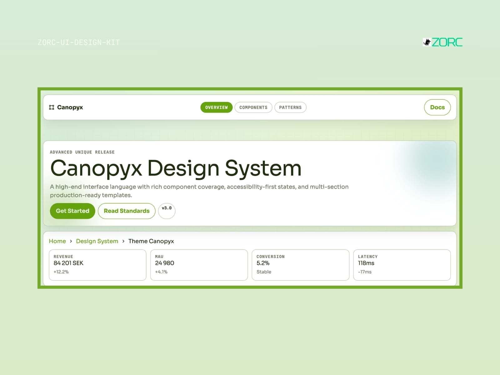 Canopyx design system som visar en användarvänlig gränssnittslösning med fokus på webbutveckling och app-design
