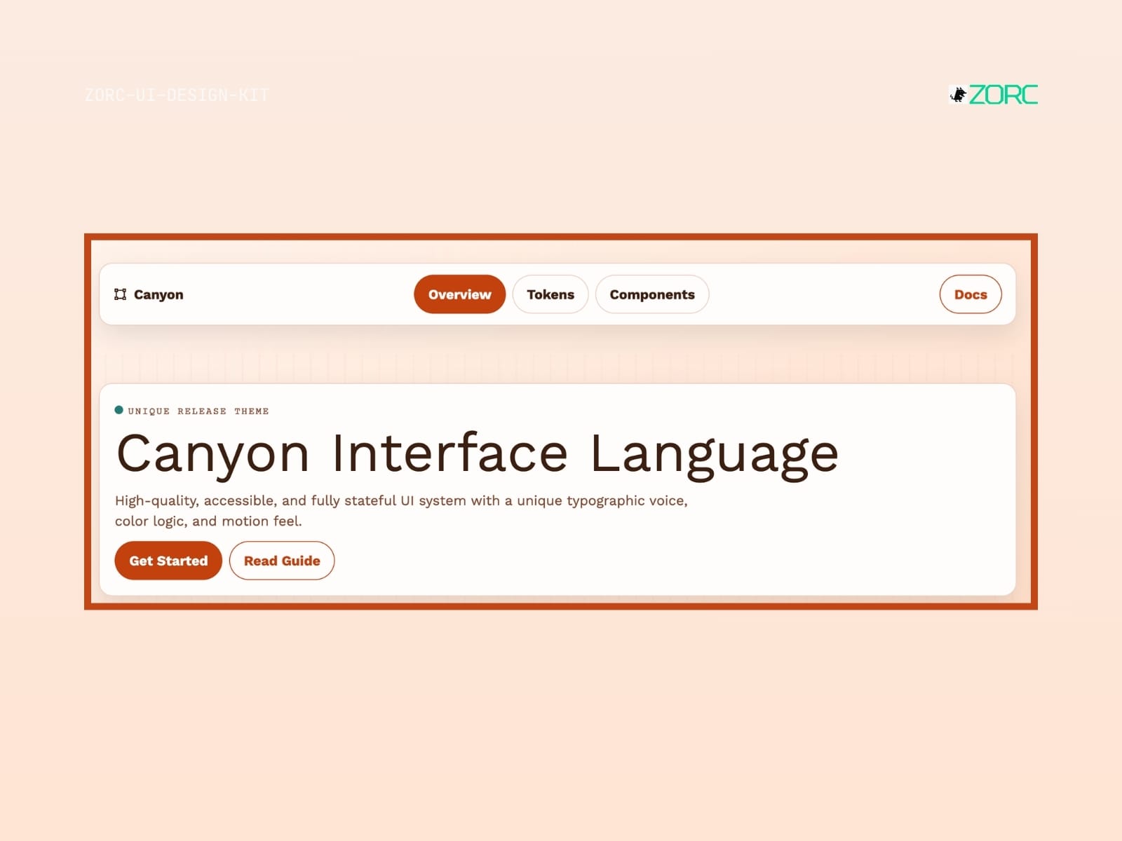 Canyon gränssnittsspråk från ZORC med fokus på tillgänglighet och högkvalitativ design för webbutveckling och applikationer