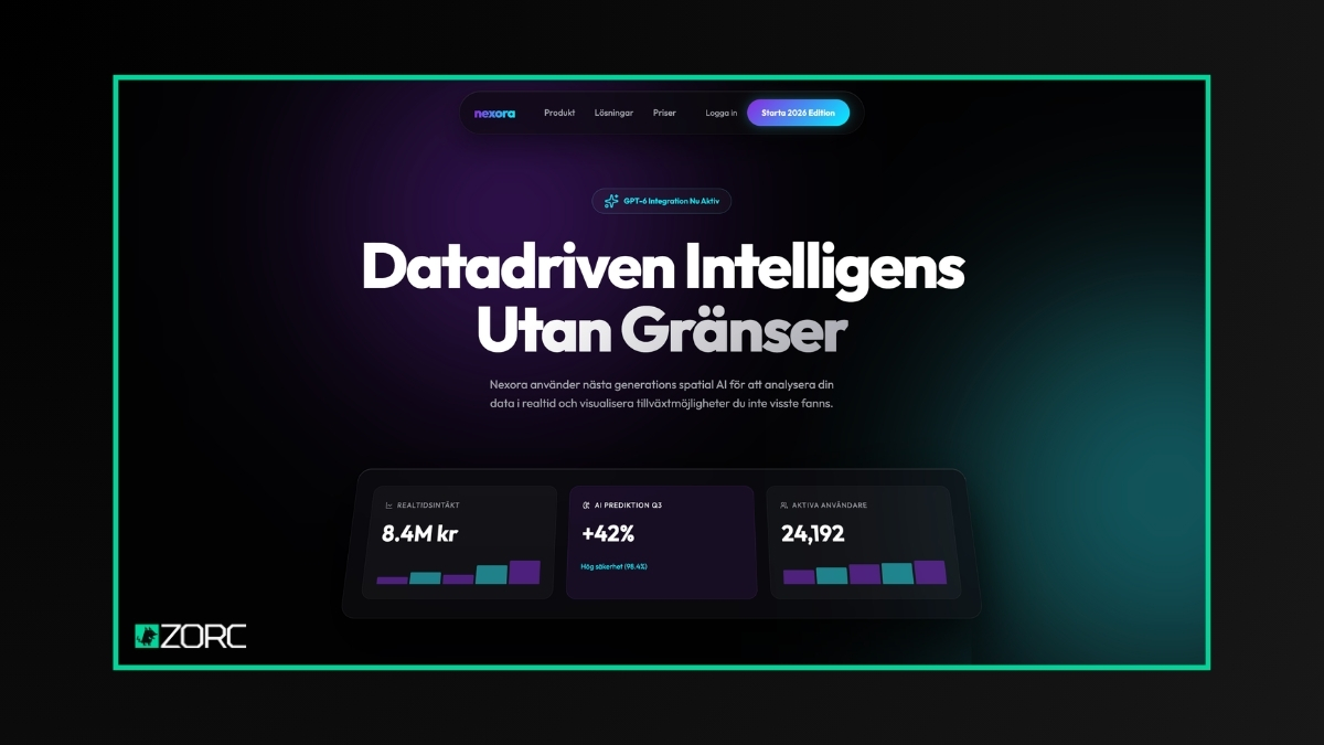 Förhandsvisning av mallen IT-startup – Nexora AI