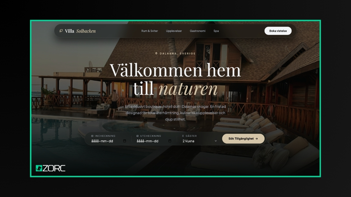 Förhandsvisning av mallen Hotell – Villa Solbacken