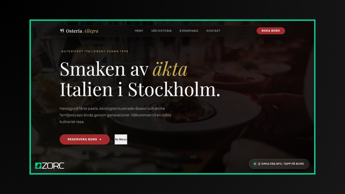 Förhandsvisning av mallen Restaurang – Osteria Allegra