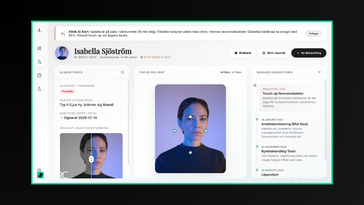 Förhandsvisning av mallen Klinik-journal – Aura EHR
