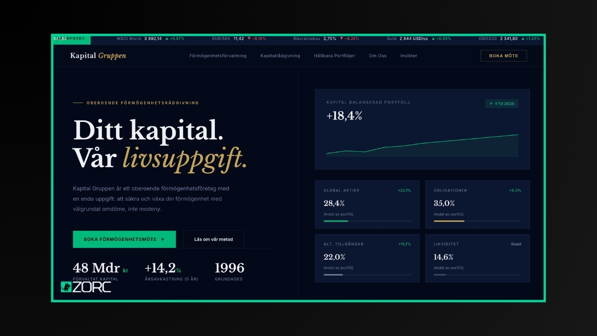 Förhandsvisning av mallen Finans & Förmögenhet – Kapital Gruppen