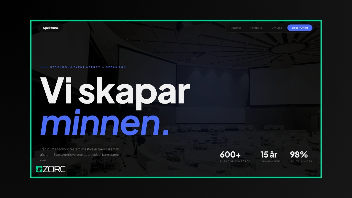 Förhandsvisning av mallen Eventbyrå – Spektrum Events