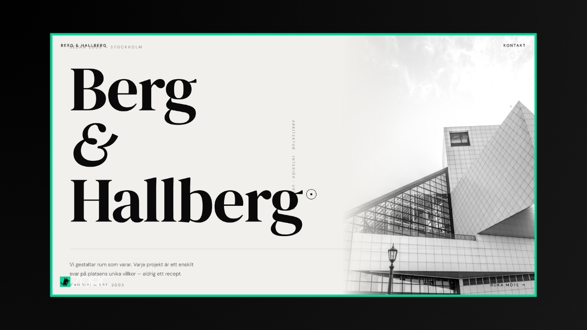 Förhandsvisning av mallen Arkitektbyrå – Berg & Hallberg
